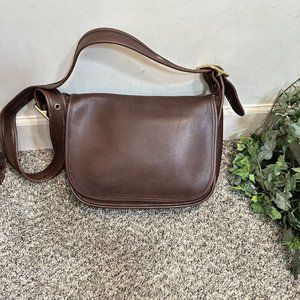 Vintage COACH Patricia Legacy Brown Leather Flap Messenger Bag 9951 Made In USA